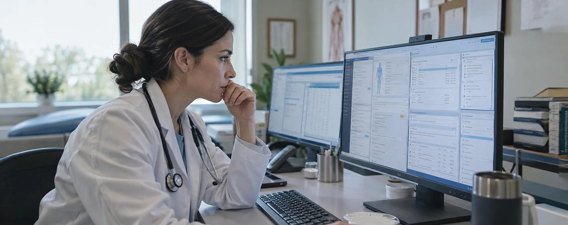 MedRay patient workspace showing clinical history, results, medications, and follow-up information.