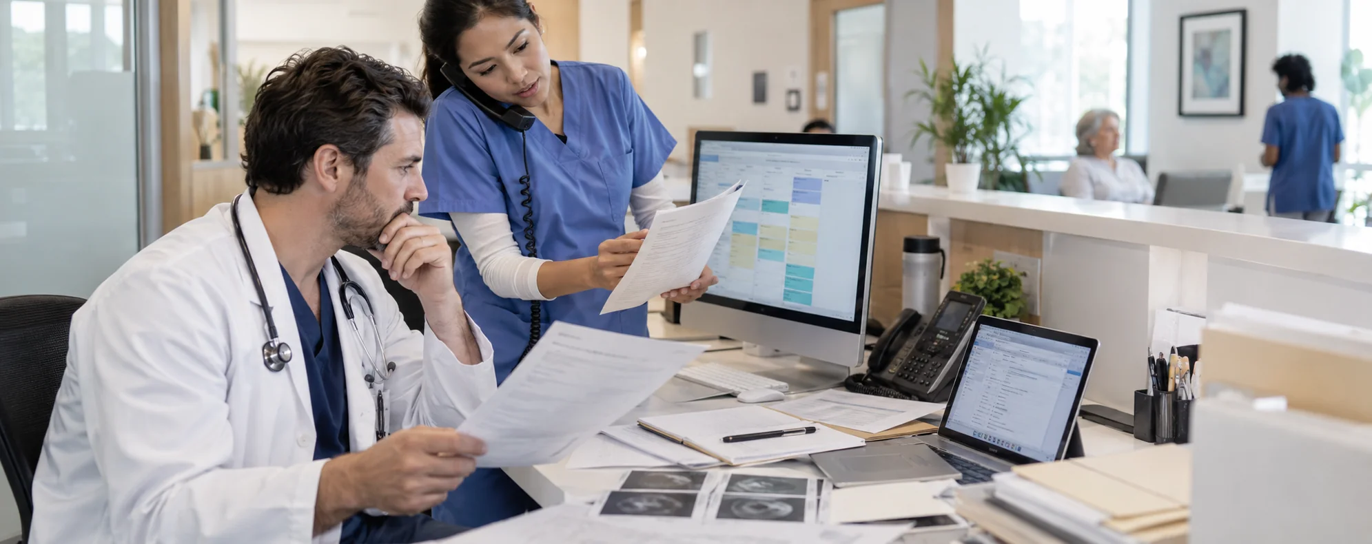 MedRay clinical workspace showing patient tasks, results, and next steps in one workflow.